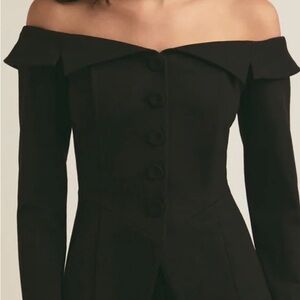 Favorite Daughter Black Off-Shoulder Blazer